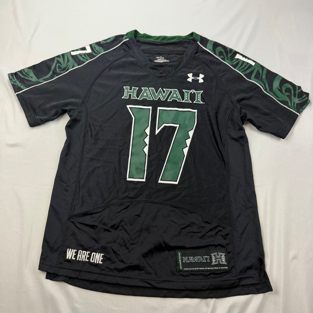 Under Armour Football Jersey Kids Medium Black Hawaii Rainbow Warriors #17 Mesh